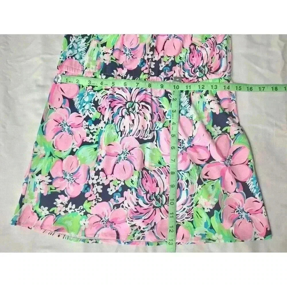 Lilly Pulitzer Donna Romper XXS Pink Green Floral Off Shoulder 3/4 Tie Sleeve - Picture 6 of 9
